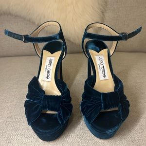 NEW - never worn Jimmy Choo size 36 Blue Velvet platforms
